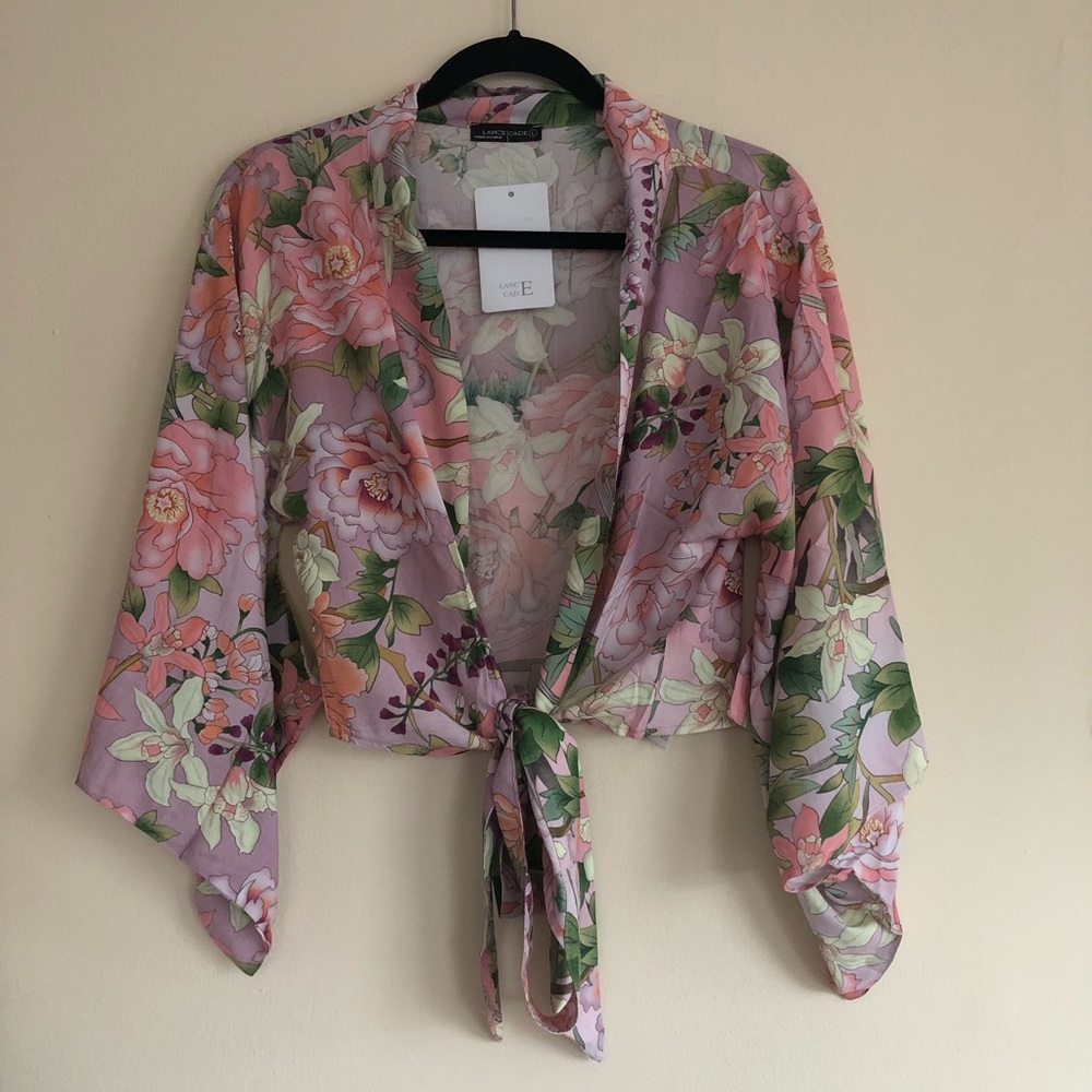 NEW Jasmine Floral Boho Kimono Crop Top Robe - Picture 5 of 6